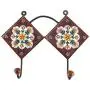 Indianshelf Handmade 1 Artistic Vintage Brown Ceramic Floral Coat Hooks Holders/Wall Hooks for Pictures