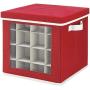 Whitmor Holiday Ornaments Storage Cube with 64 Individual Compartments - Made with Non-Woven Polypropylene Fabric - Transparent Cover for Easy Viewing - Removable Top and Convenient Handle