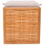 BIRDROCK HOME Bamboo Storage Ottoman - Storage Boxes - Reversible Linen Cushioned Top and Serving Tray - Natural Spa Ottoman