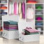Sorbus Storage Boxes Woven Basket Bin Container Tote Cube Organizer Set Stackable Storage Basket Woven Strap Shelf Organizer Built-in Carry Handles (Woven Lid Baskets - White)
