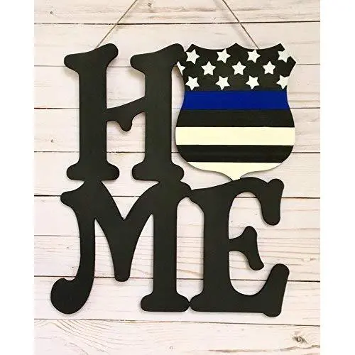 Thin Blue Line Door Hanger - Police Door Sign - Law Enforcement Wall Art Thin Blue Line Door Hanger - Police Door Sign - Law Enforcement Wall Art