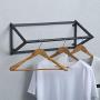 MBQQ Industrial Clothing Rack Wall Mounted,Garment Rack Display Rack Cloths Rack,Metal Clothes Racks for Hanging Clothes,Laundry Room Decor Rod,Black(2pcs)
