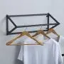 MBQQ Industrial Clothing Rack Wall Mounted,Garment Rack Display Rack Cloths Rack,Metal Clothes Racks for Hanging Clothes,Laundry Room Decor Rod,Black(2pcs)