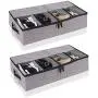 HOMFREEST Under Bed Shoe Storage Organizer for Closet [Set of 2] Adjustable Dividers Shoe Container Boxes Bedding Storage with Clear Cover