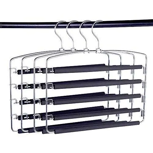 VEHHE Pants Hangers Multi Skirt Hangers 4 Set Swing Arm Slack Space Saving Non-Slip Foam Padded Closet Storage Organizer for Pants Jeans Trousers Skirts Scarf VEHHE Pants Hangers Multi Skirt Hangers 4 Set Swing Arm Slack Space Saving Non-Slip Foam Padded Closet Storage Organizer for Pants Jeans Trousers Skirts Scarf