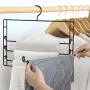 HANXIAODONG Clothes Hangers for Skirt Suit Coat Pack of 2 Detachable Clothes Pants Hangers 5 Layers Aluminum Alloy Pant Slack Hangers Closet Storage Organizer for Pants Jeans Scarf Towel Hanging