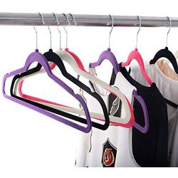 Cute 100Pcs Non Slip Velvet Clothes/Suit/Shirt/Pants Hangers White, Black, Purple And Red