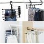 5pcs Random Color Pants Rack Shelves Stainless Steel Multi-Functional Wardrobe Magic Hanger Clothes Closet Belt Holder