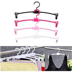 20pcs Random Color Arc Hangers Portable Hook Kids Clothes Hangers Clothes Drying Rack Plastic Bra Design Outdoor Hanging Organizer