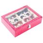 JOANNAS HOME 8 Slot Eyeglass Sunglass Storage Box, PU Leather Glasses Display Case Storage Organizer Collector (Rose Red)
