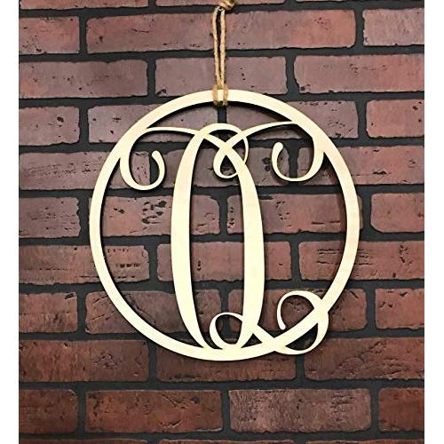 Monogram Door Hanger | Vine Letter Q | Unpainted Natural Wood Finish | Great for Year Round Door Decor