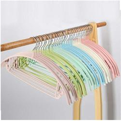 42cm 10 pcs Random Color Plastic Skid-Resistant Clothes Hangers for Adult PVC Coating Clothing Hangers with Stainless Steel Hook Dry Wet