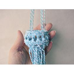 Little boys room decor. Mini air plant hanger. Macrame home decor. Blue plant holder for nursery