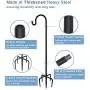 Artigarden 92 Inch Outdoor Shepherd Hooks with 5 Pronger Base (2 Packs), Adjustable Heavy Duty Garden Hanging Stand Holder for Bird Feeders Lanterns Planter Hanger, Matte Black