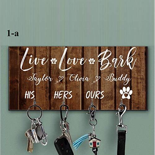 Personalized Key Holder and Dog Leash Wall Hanger Top Quality Handcrafted House Warming or Wedding Gift Key Rack for Organization with Hooks for Keys and Dog Leash Key Organizer for the Hallway