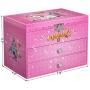 SONGMICS Large Ballerina Musical Jewelry Box, Unicorn for Little Girls, Music Storage Boxes with 2 Pullout Drawers UJMC007PK