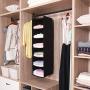 MAX Houser 6 Tier Shelf Hanging Closet Organizer, Cloth Hanging Shelf with 2 Sturdy Hooks,for Storage,Foldable (Black)
