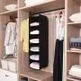 MAX Houser 6 Tier Shelf Hanging Closet Organizer, Cloth Hanging Shelf with 2 Sturdy Hooks,for Storage,Foldable (Black)