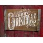 Vintage look MERRY CHRISTMAS Chalk Couture style old time font jute hanger antique style primitive style. weathered wood sign