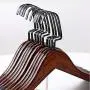 YQ WHJB Wooden Standard Hangers,Retro Crease Free Smooth Finish Clothes Hangers Notched Not-Slip Stripes for Shirt Dress Suit 10 Pack