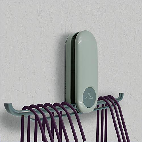 LiXiongBao Clothes Hangers Storage Green Folding Self Adhesive Stacker Rack Holder Organizer, Wall Mounted for Bathroom Balcony