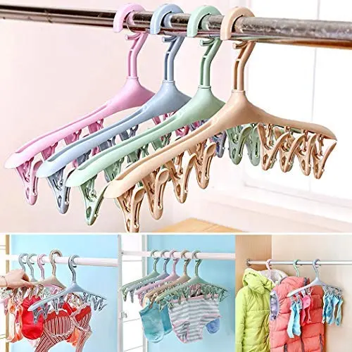 Gugio Baby Clothes Hangers with 8 Clips Non Slip Space Saving for Diapers Socks Lingerie Pant