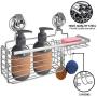 Vacuum Suction Cup Bath Storage Basket Stainless Steel Combo Organizer with Soap Holder and Hooks