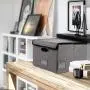 InStorages Collapsible File Boxes Storage Organizer with Lid，Decorative Linen Filing and Letter/Legal Storage Bins Grey(1 Pack)