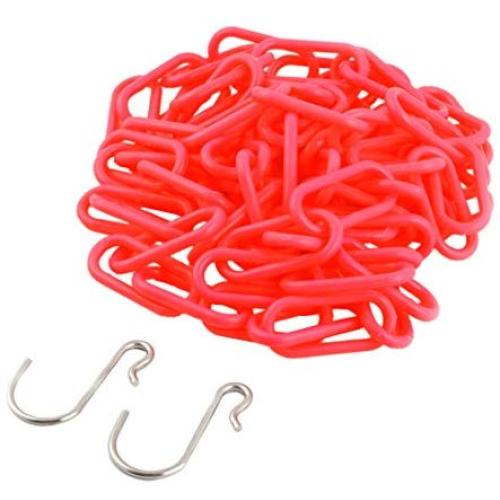 uxcell Plastic Household Clothes Display Hanging Chain Hook Hanger 9.6Ft long Hot Pink