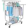 Cypressshop Heavy Duty Double Rail Bar Adjustable Rolling Cloth Garment Rack Hanger Steel Durable Trolley Clothing Hanging Rack Collapsible Clothes Dryer Indoor Outdoor Home Furniture