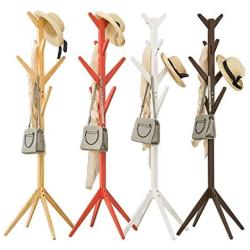 DNSJB coat rack Stand Solid Wood Frame Study Portable Free Standing Entryway Hat Coat Clothes Jacket Umbrella Holder Hanger Coat Tree Stand with 8 Hooks (Color : B)