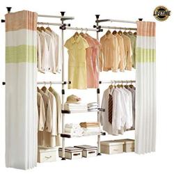 PRINCE HANGER | Deluxe 4 Tier & Shelf Hanger with Curtain | Clothing Rack | Closet Organizer | PHUS-0061, Made in Korea