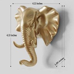 Creative Wall Decorations Animal Head Shaped Single Wall Hook / Hanger Resin Material for Hanging Clothes Coat Hats Keys Bags Purse Towels (Gold Elephant)