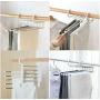 5pcs Random Color Fashion 5 in 1 Pant Rack Shelves Stainless Steel Clothes Hangers Multi-Functional Wardrobe Magic Hanger Decoration