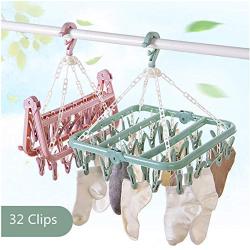5pcs Random Color 32 Clips Drying Rack Sock Holder Portable Windproof Towel Folding Cloth Hanger Rack Clothespin Wardrobe Storage Cloth Hangers