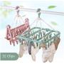 5pcs Random Color 32 Clips Drying Rack Sock Holder Portable Windproof Towel Folding Cloth Hanger Rack Clothespin Wardrobe Storage Cloth Hangers