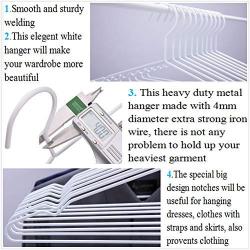 Cocomaya 17 Inch Heavy Duty White Color Metal Clothes Hanger, Coat Hanger, Suit Hanger, Dress Hanger with Big Notches Pack of 10