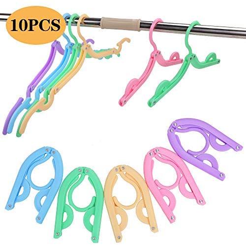PiscatorZone 10 Pcs Travel Hangers Portable Folding Clothes Hangers Travel Accessories Foldable Clothes Drying Rack