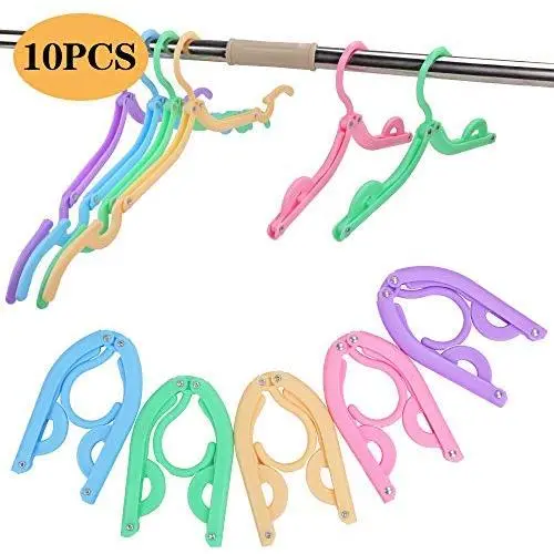 PiscatorZone 10 Pcs Travel Hangers Portable Folding Clothes Hangers Travel Accessories Foldable Clothes Drying Rack