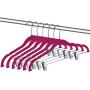 ZOYER Velvet Clothes Hangers with Clips - 12 Pack - Velvet Skirt Hangers - Non-Slip Pant Hangers (Pink)