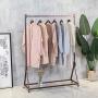 FURVOKIA Modern Simple Heavy Duty Metal Rolling Garment Rack with Wheel,Retail Display Clothing Rack,Wrought Iron Single Rod Floor-Standing Hangers Clothes Shelves (Red Copper Square Tube, 47.2 L)