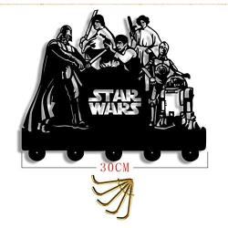 Starwars Wooden Hanger Unique Gift Clothes Hat Key Hook/Coat Rack/Wall Hook Home Decoration Wall Stickers Kitchen Bathroom Towel Hook,Black