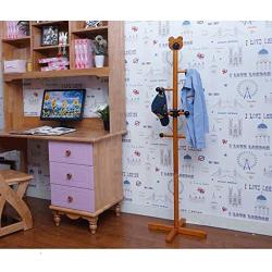 HXGL-Hanger Solid Wood Childrens Coat Rack Bedroom Floor Racks Modern Minimalist Cartoon Creative Hangers Children Clothes Rack (Color : Wood)