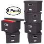 Internets Best Collapsible File Storage Organizer - Decorative Linen Filing & Storage Office Boxes - Letter/Legal - Charcoal - 6 Pack