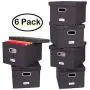 Internets Best Collapsible File Storage Organizer - Decorative Linen Filing & Storage Office Boxes - Letter/Legal - Charcoal - 6 Pack