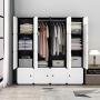 MAGINELS Portable Closet Clothes Wardrobe Bedroom Armoire Storage Organizer with Doors - 14&quotx18" Cube (White Door, White Door 16-Cube)