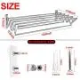 Mai Hongda Accordion Wall Mounted Drying Rack Stainless Steel Clothes Retractable Folding Accordian Wall Hanger Hanging Towel Holder 60lb Capacity for Laundry Bathroom No Drilling (24 Standard)