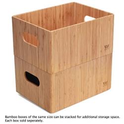 MobileVision Bamboo Storage Box, 9”x12”x 6”, Durable Bin w/Handles, Stackable - for Toys Bedding Clothes Baby Essentials Arts & Crafts Closet & Office Shelf