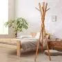Cxjff Floor Standing Coat Rack Tidy Design Hanger Clothes Bags 6 Hooks Easy Install, Wood, 3 Colors (Color : Honey)