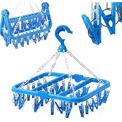 Foldable 32 Clips Laundry Hanger Clothes Drip Drying Rack Clothesline Hanging Rack